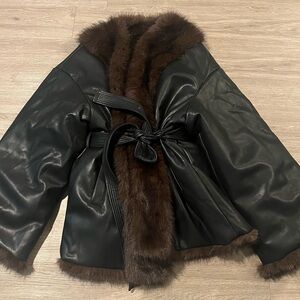 AKIRA Black and Brown Leather Jacket